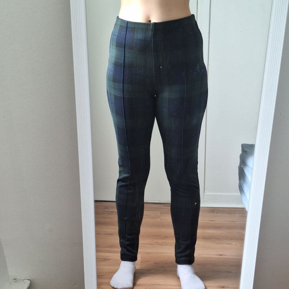 2/$15 Twik/Simons blue green tartan trousers/leggings size M